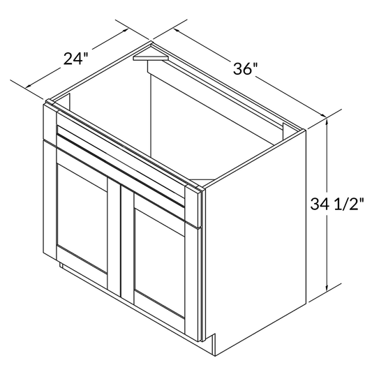 Sink Base Kitchen Cabinet SB36 Milan Pearl 36 in. width 34.5 in. height 24 in. depth