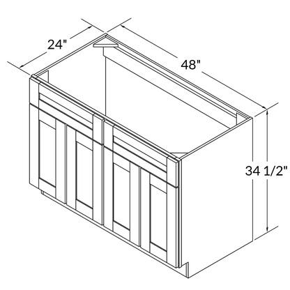 Sink Base Kitchen Cabinet SB48 Danbury Blue LessCare 48 in. width 34.5 in. height 24 in. depth