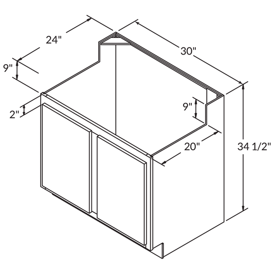 Farmhouse Sink Base Cabinet SBF30 Newport LessCare 30 in. width