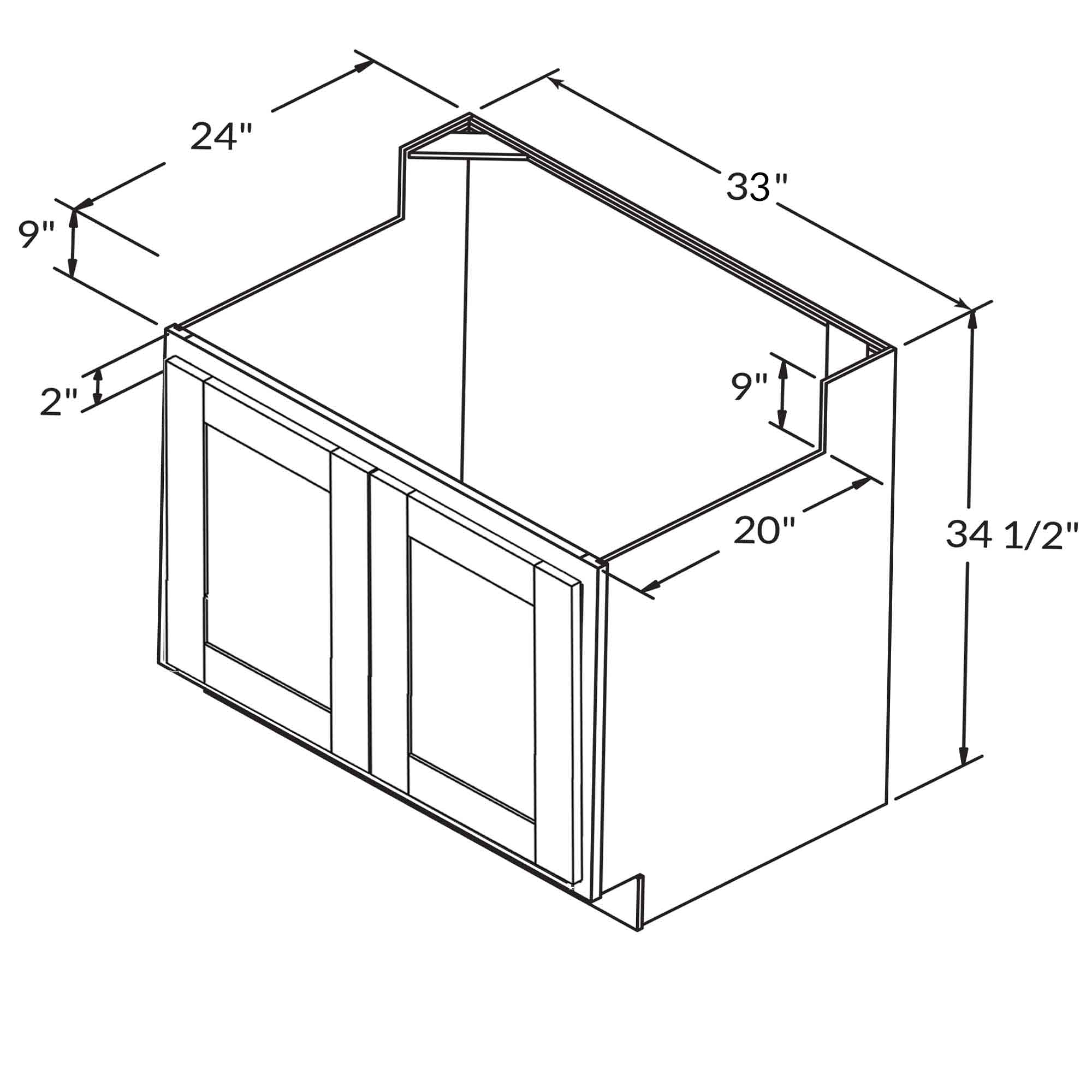 Farmhouse Sink Base 33" Wide Maple Shaker Cabinet