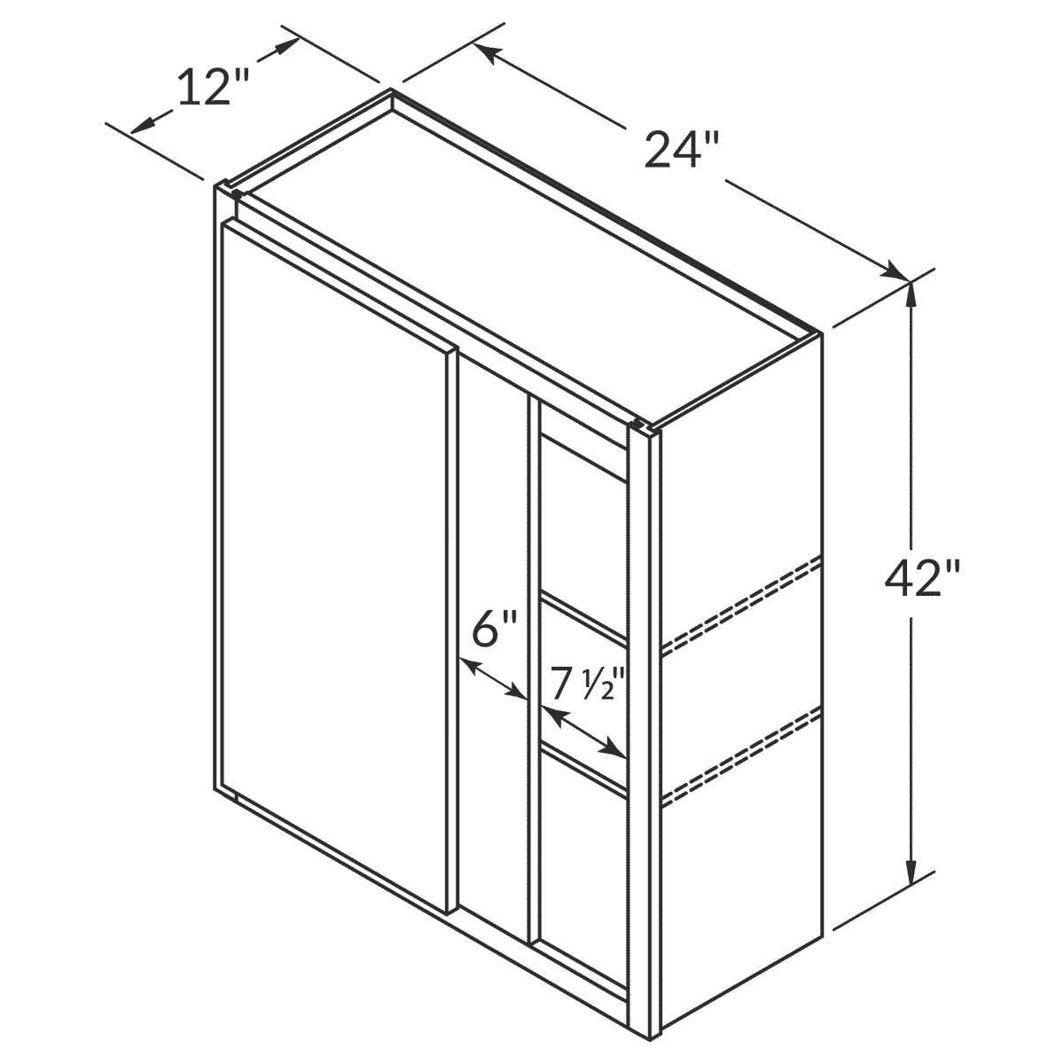 Square Corner Wall Blind Reversible Kitchen Cabinet SC2442 Newport LessCare 24 in. width 42 in. height 12 in. depth