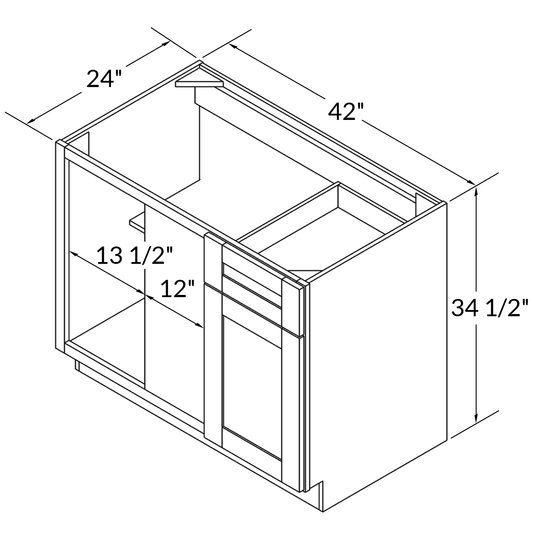 Sink Corner Base Kitchen Cabinet SCB42 Milan Slate LessCare 42 in. width 34.5 in. height 24 in. depth