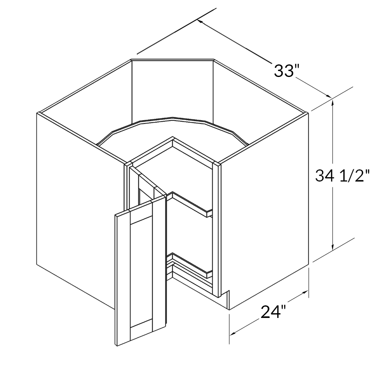 Lazy Suzan Base 33" D White Shaker Cabinet