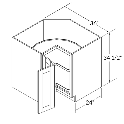 Lazy Suzan Base Kitchen Cabinet SCER36 Alpina White LessCare 34.5 in. height 36 in. depth