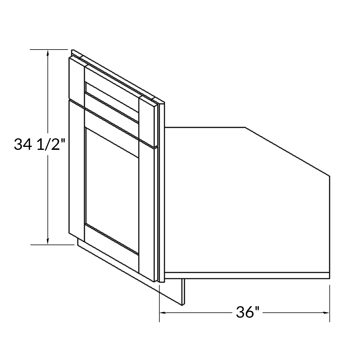 Sink Front Corner Base 36" D Gray Shaker Cabinet