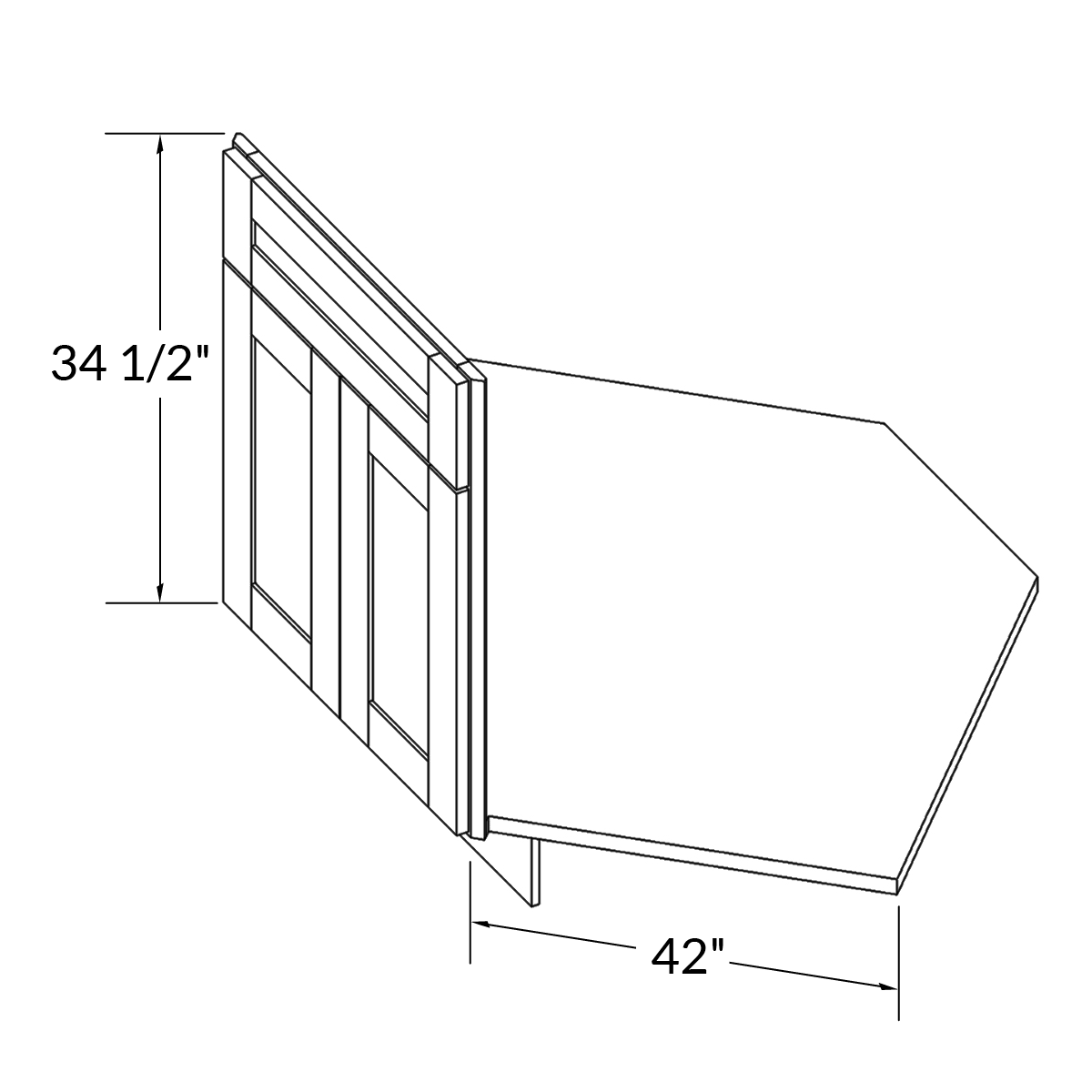 Sink Front Corner Base Kitchen Cabinet SFC42 Danbury Blue LessCare 34.5 in. height 42 in. depth