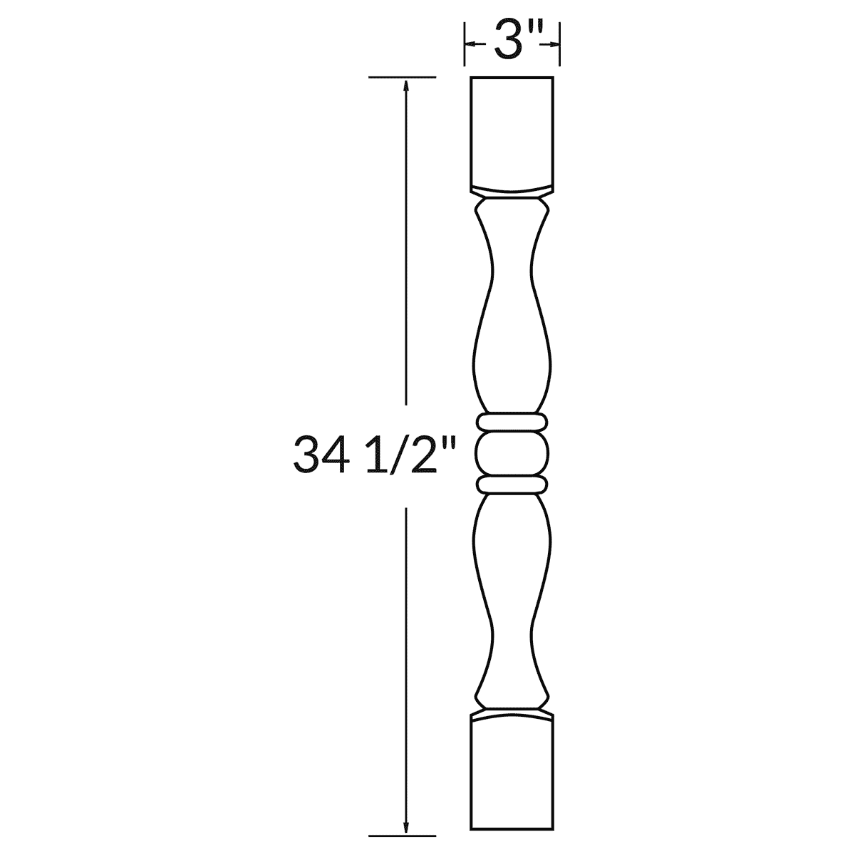 Table Post Molding TP3 Alpina White LessCare 3 in. width 34.5 in. height