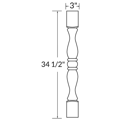 Table Post Molding TP3 Alpina White LessCare 3 in. width 34.5 in. height