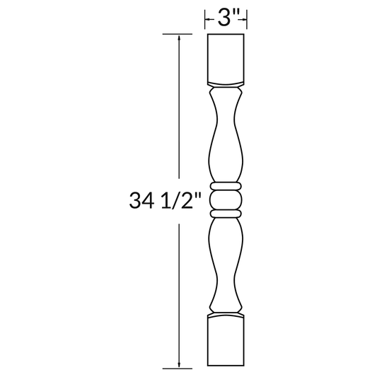 Table Post Molding TP3 Alpina White LessCare 3 in. width 34.5 in. height