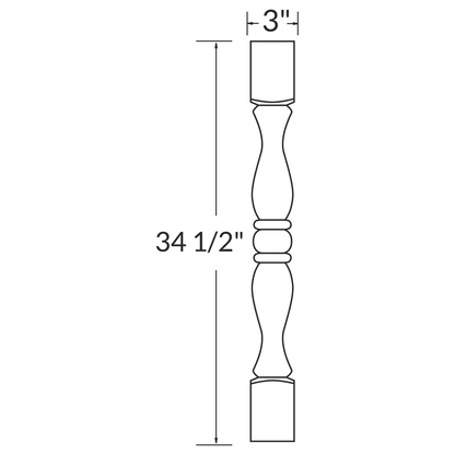 Table Post Molding TP3 Newport LessCare 3 in. width 34.5 in. height