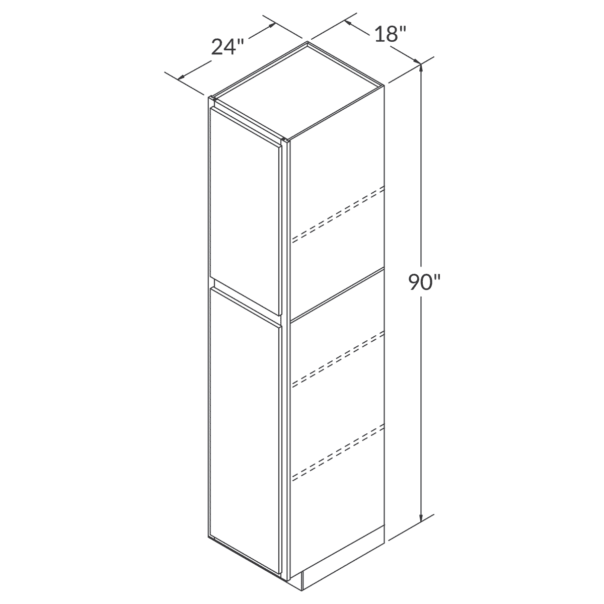 Utility Kitchen Cabinet U1890 Newport LessCare 18 in. width 90 in. height 24 in. depth