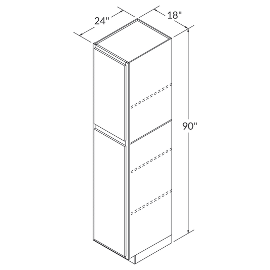 Utility Kitchen Cabinet U1890 Newport LessCare 18 in. width 90 in. height 24 in. depth