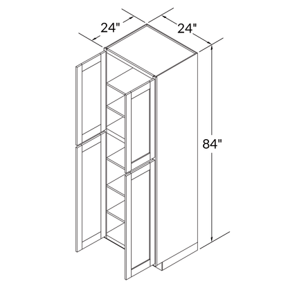 Utility Kitchen Cabinet U2484 Alpina White LessCare 24 in. width 84 in. height 24 in. depth