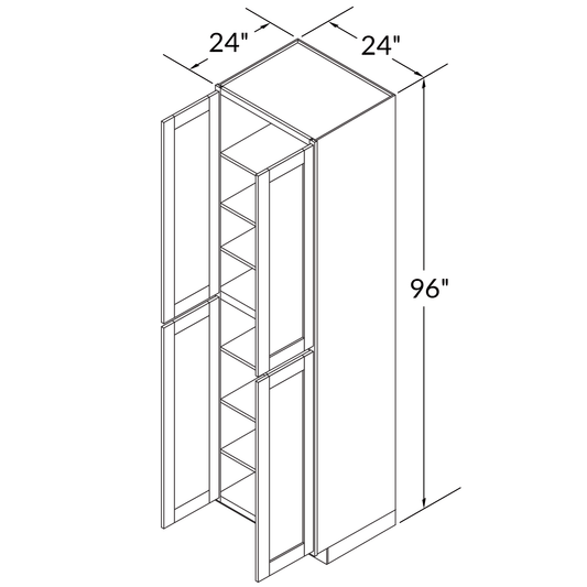 Utility Kitchen Cabinet U2496 Alpina White LessCare 24 in. width 96 in. height 24 in. depth