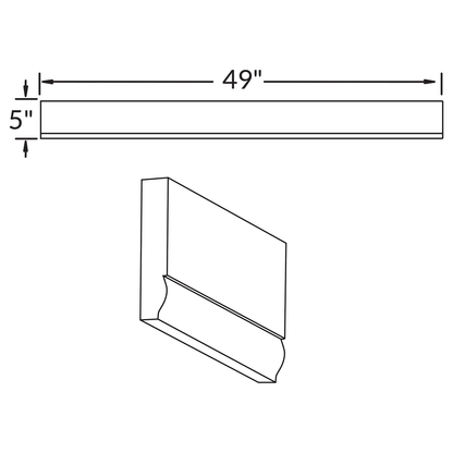 Straight Valance Molding V549ST Alpina White LessCare 5 in. height 49 in. depth