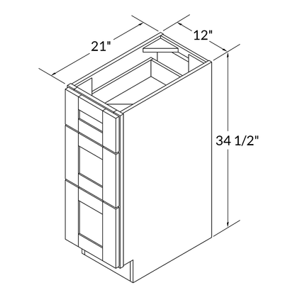 Vanity Drawer Base Cabinet VDB1221345 Alpina White LessCare 12 in. width 34.5 in. height 21 in. depth