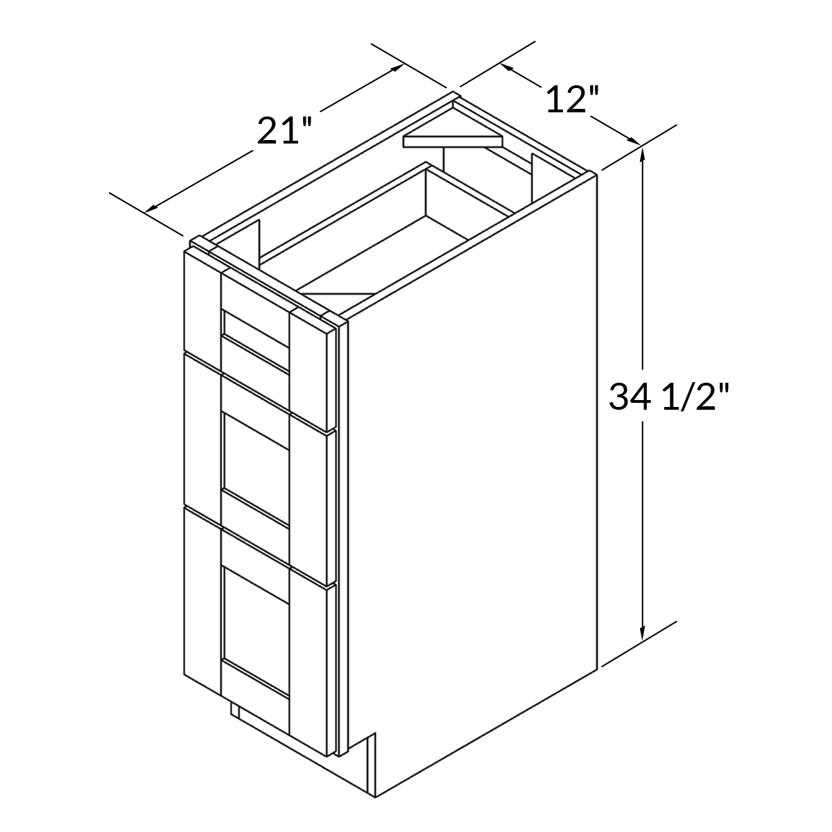 Vanity Drawer Base Cabinet VDB1221345 Alpina White LessCare 12 in. width 34.5 in. height 21 in. depth