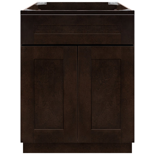 Vanity Sink Base Cabinet 24 Inch Wide x 21 Inch Deep x 34 1/2 Inch High Espresso Shaker Series