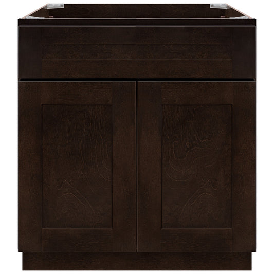 Vanity Sink Base Cabinet 30 Inch Wide x 21 Inch Deep x 34 1/2 Inch High Espresso Shaker Series