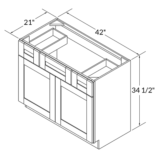 42 W x 21 D x 34.5 H Vanity Sink Base Cabinet - Alpina White