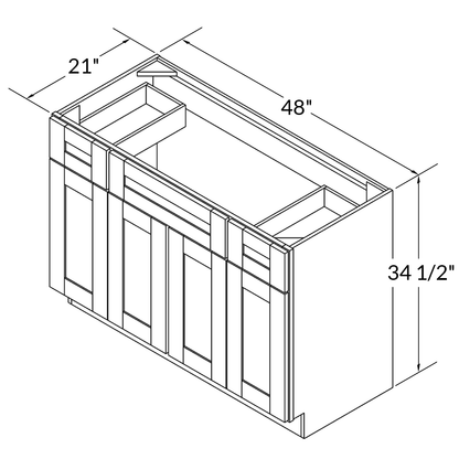 48 W x 21 D x 34.5 H Vanity Sink Base Cabinet - Alpina White