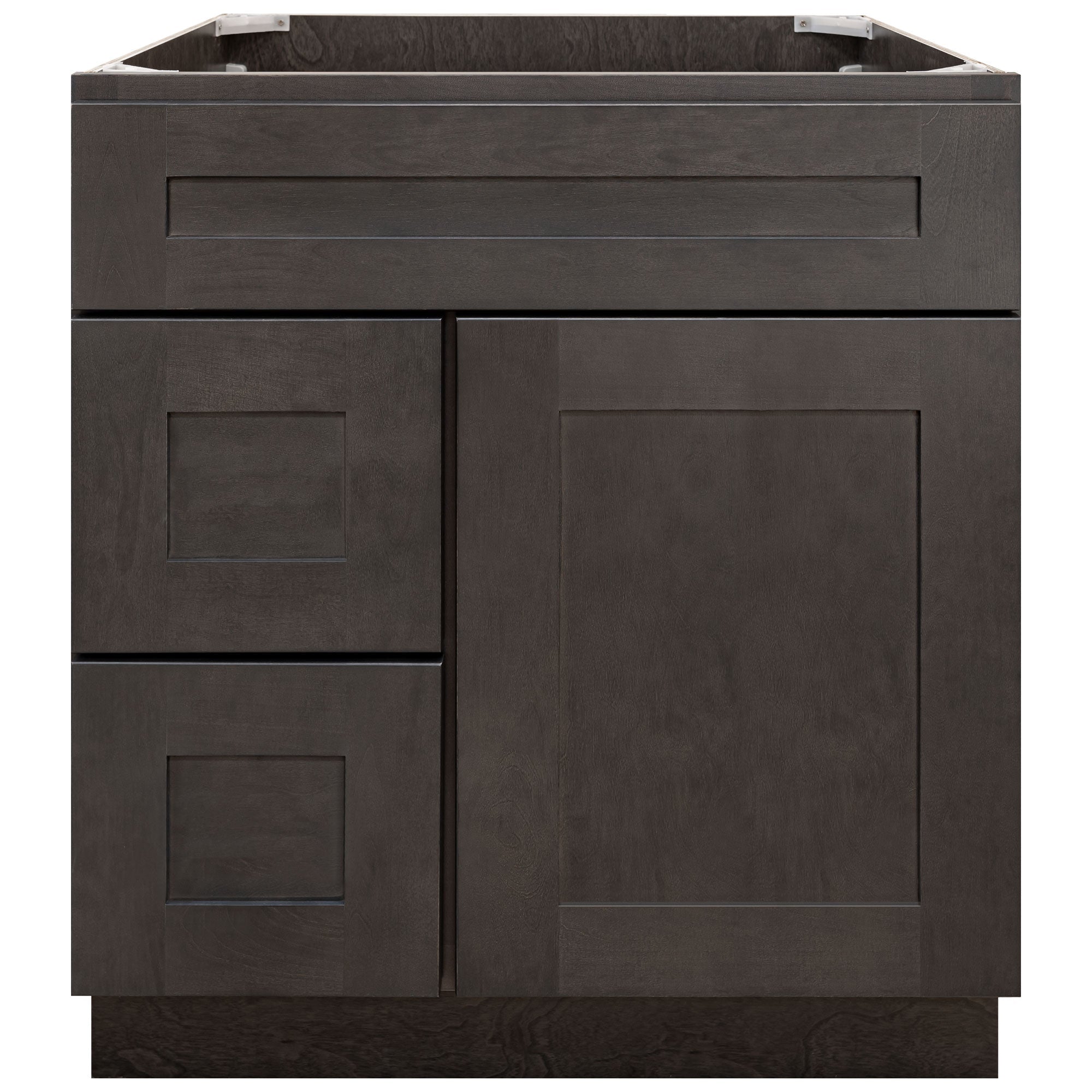 Vanity Sink Base Cabinet with Left Drawers 30 Inch Wide x 21 Inch Deep x 34 1/2 Inch High Dover Gray Series