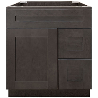 Vanity Sink Base Cabinet with Right Drawers 30 Inch Wide x 21 Inch Deep x 34 1/2 Inch High Dover Gray Series