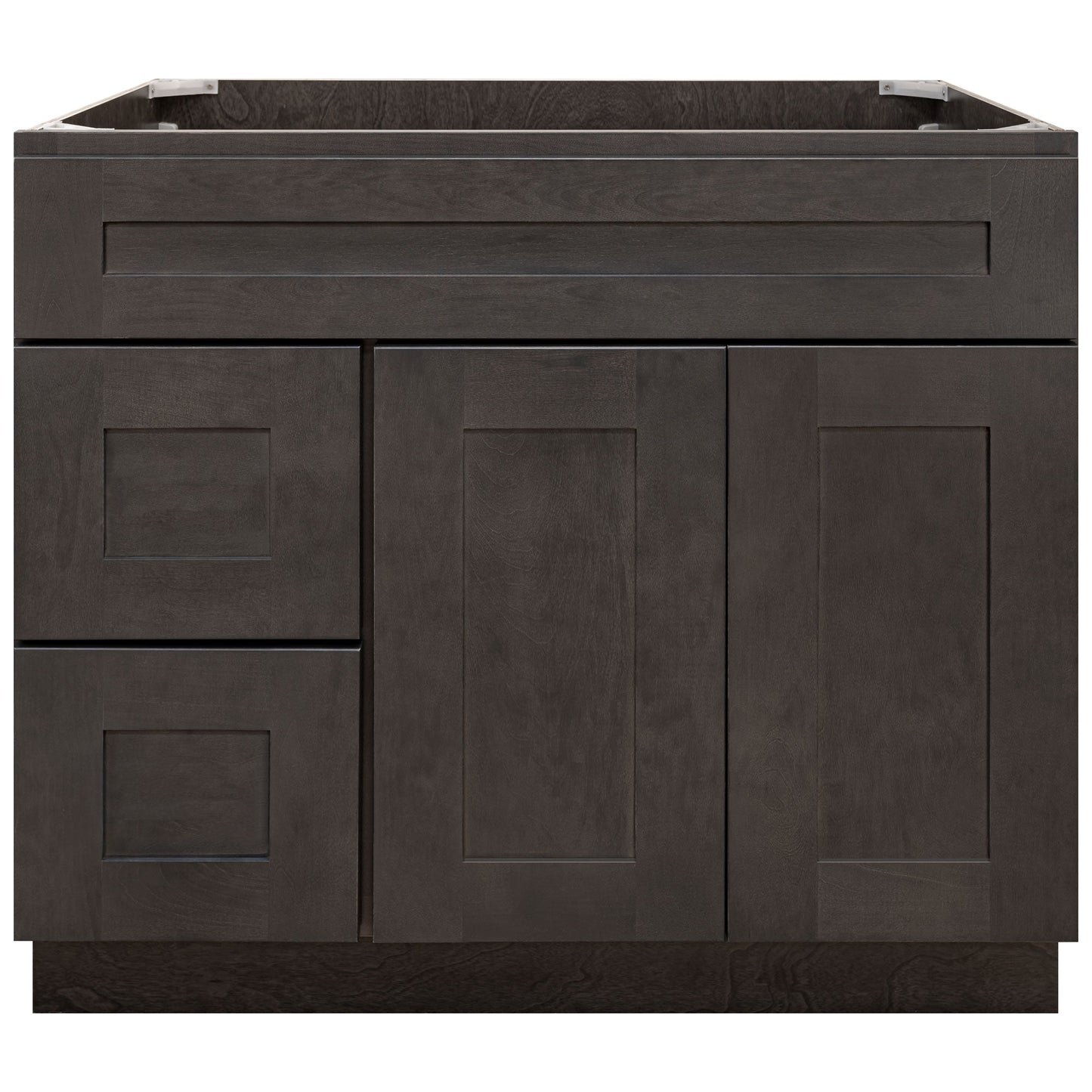 Vanity Sink Base Cabinet with Left Drawers 36 Inch Wide x 21 Inch Deep x 34 1/2 Inch High Dover Gray Series