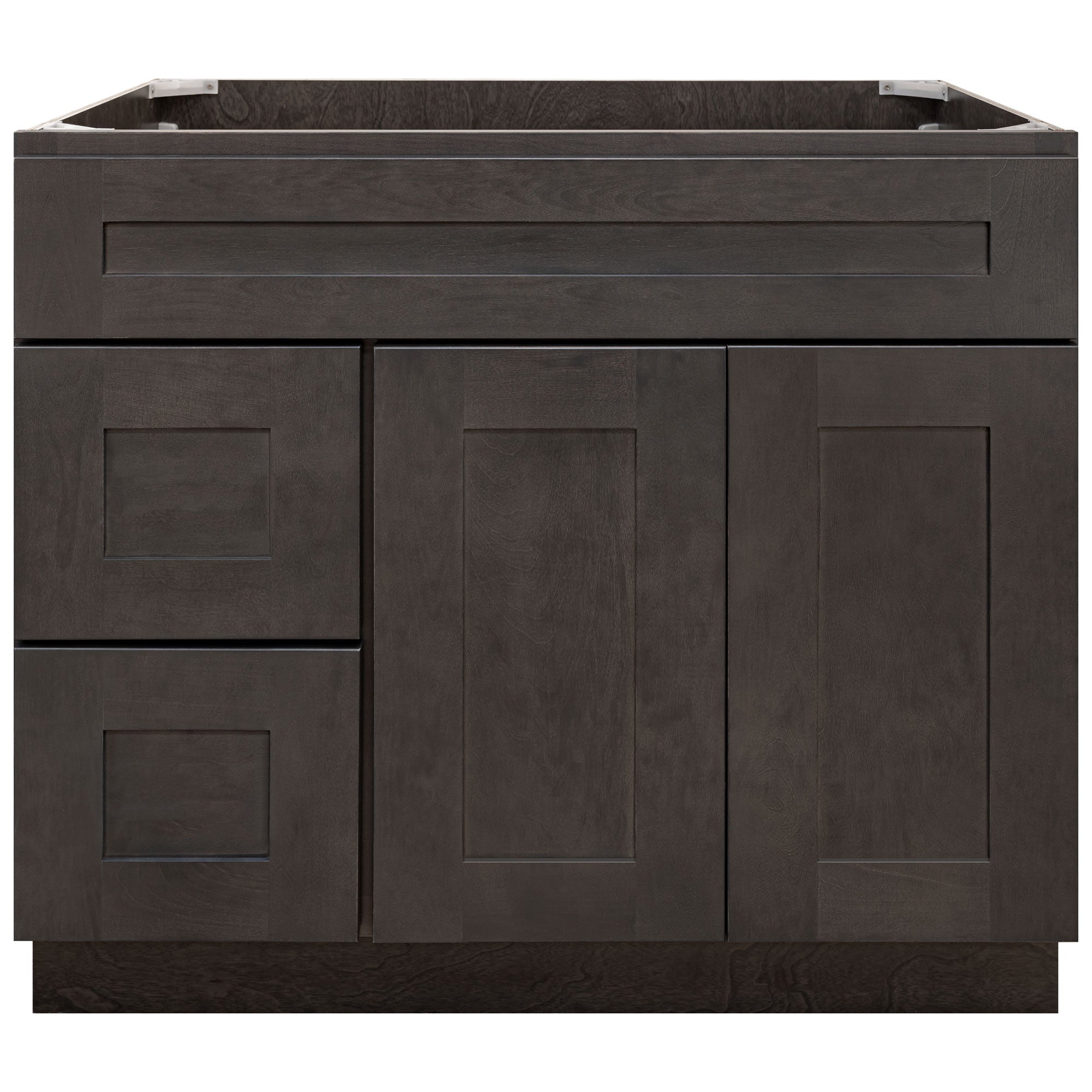 Vanity Sink Base Cabinet with Left Drawers 36 Inch Wide x 21 Inch Deep x 34 1/2 Inch High Dover Gray Series