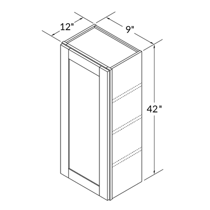 Wall Kitchen Cabinet W0942 Danbury Blue LessCare 9 in. width 42 in. height 12 in. depth