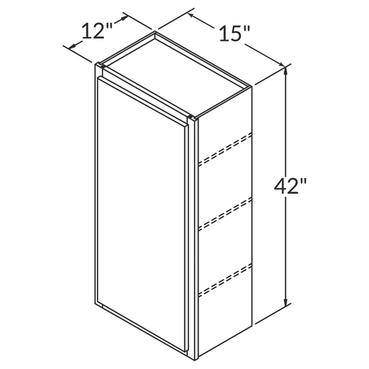 Wall Kitchen Cabinet W1542 Newport LessCare 15 in. width 42 in. height 12 in. depth