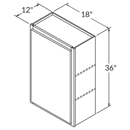 Wall Kitchen Cabinet W1836 Newport LessCare 18 in. width 36 in. height 12 in. depth