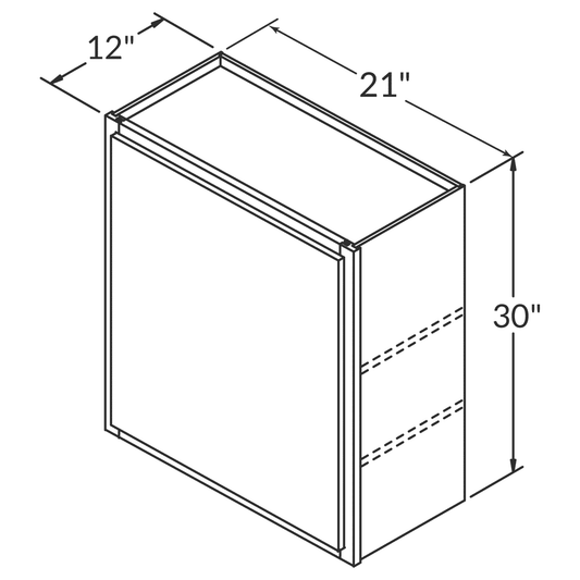 Wall Kitchen Cabinet W2130 Newport LessCare 21 in. width 30 in. height 12 in. depth