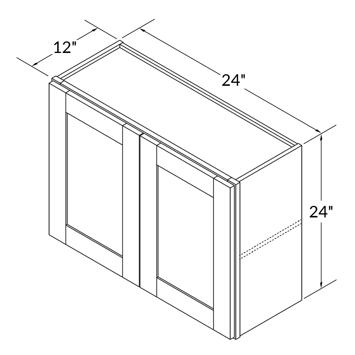 Wall Kitchen Cabinet W2424 Alpina White LessCare 24 in. width 24 in. height 12 in. depth