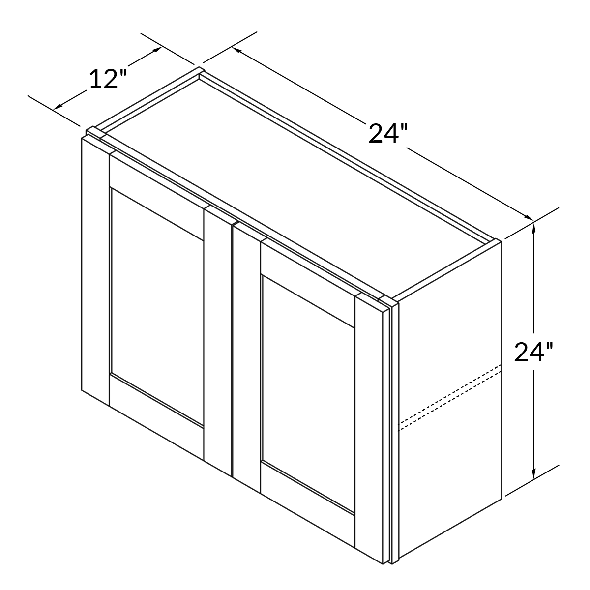 Wall Kitchen Cabinet W2424 Shaker Toffee LessCare 24 in. width 24 in. height 12 in. depth