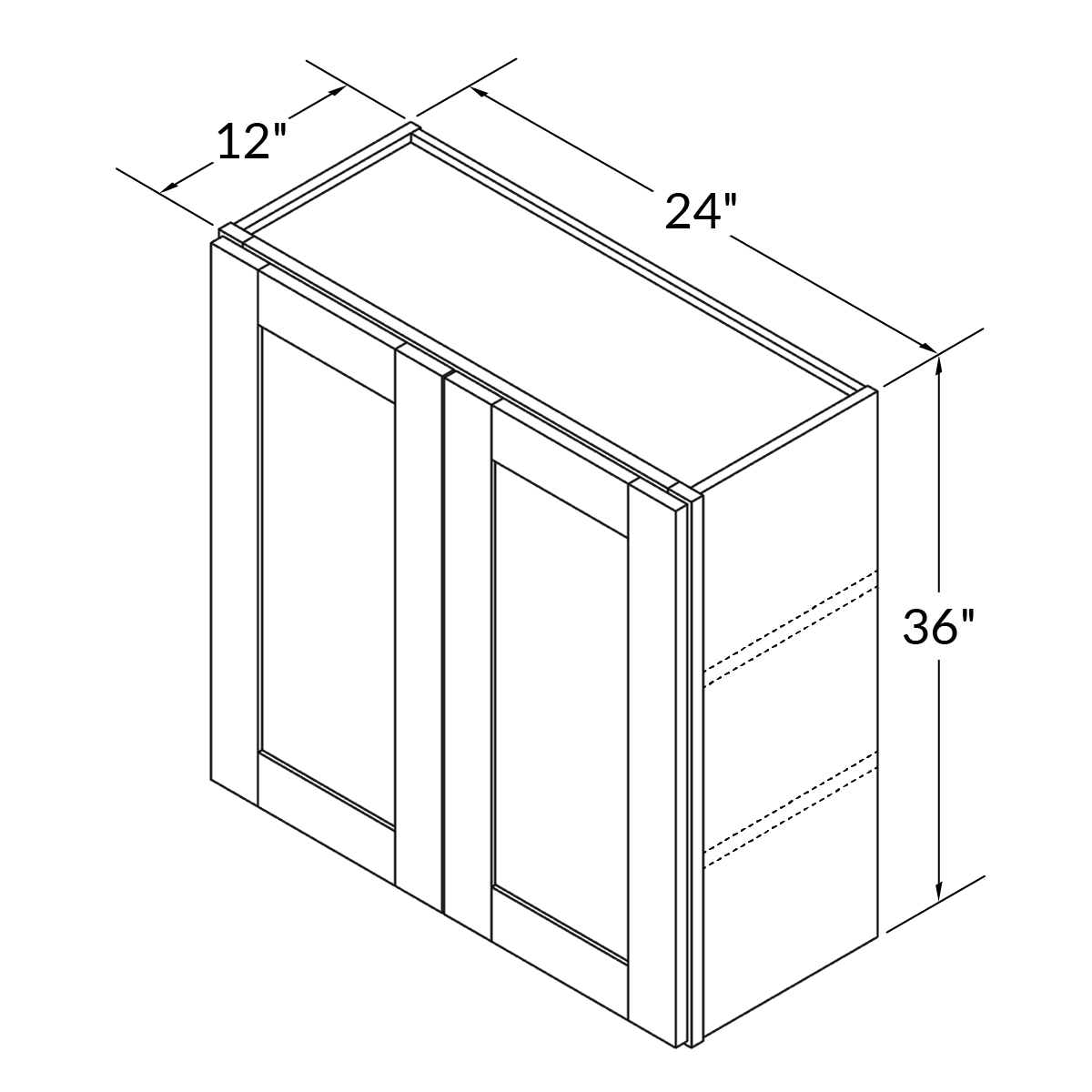 Wall Kitchen Cabinet W2436 Milan Pearl LessCare 24 in. width 36 in. height 12 in. depth