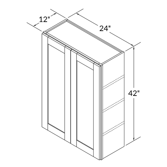 Wall Kitchen Cabinet W2442 Shaker Toffee LessCare 24 in. width 42 in. height 12 in. depth