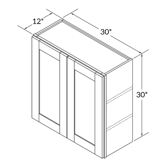 Wall Kitchen Cabinet W3030 Milan Slate LessCare 30 in. width 30 in. height 12 in. depth