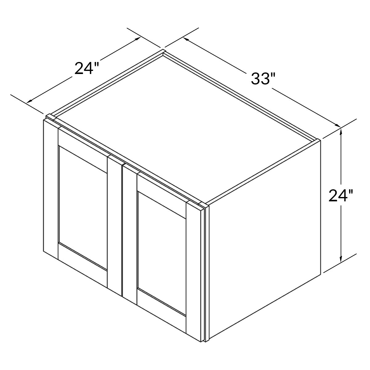 Double Door Wall 24 by 33 Wide and 24 Depth Milan Pearl Cabinet