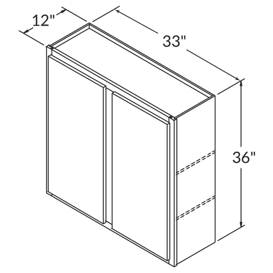 Wall Kitchen Cabinet W3336 Newport LessCare 33 in. width 36 in. height 12 in. depth