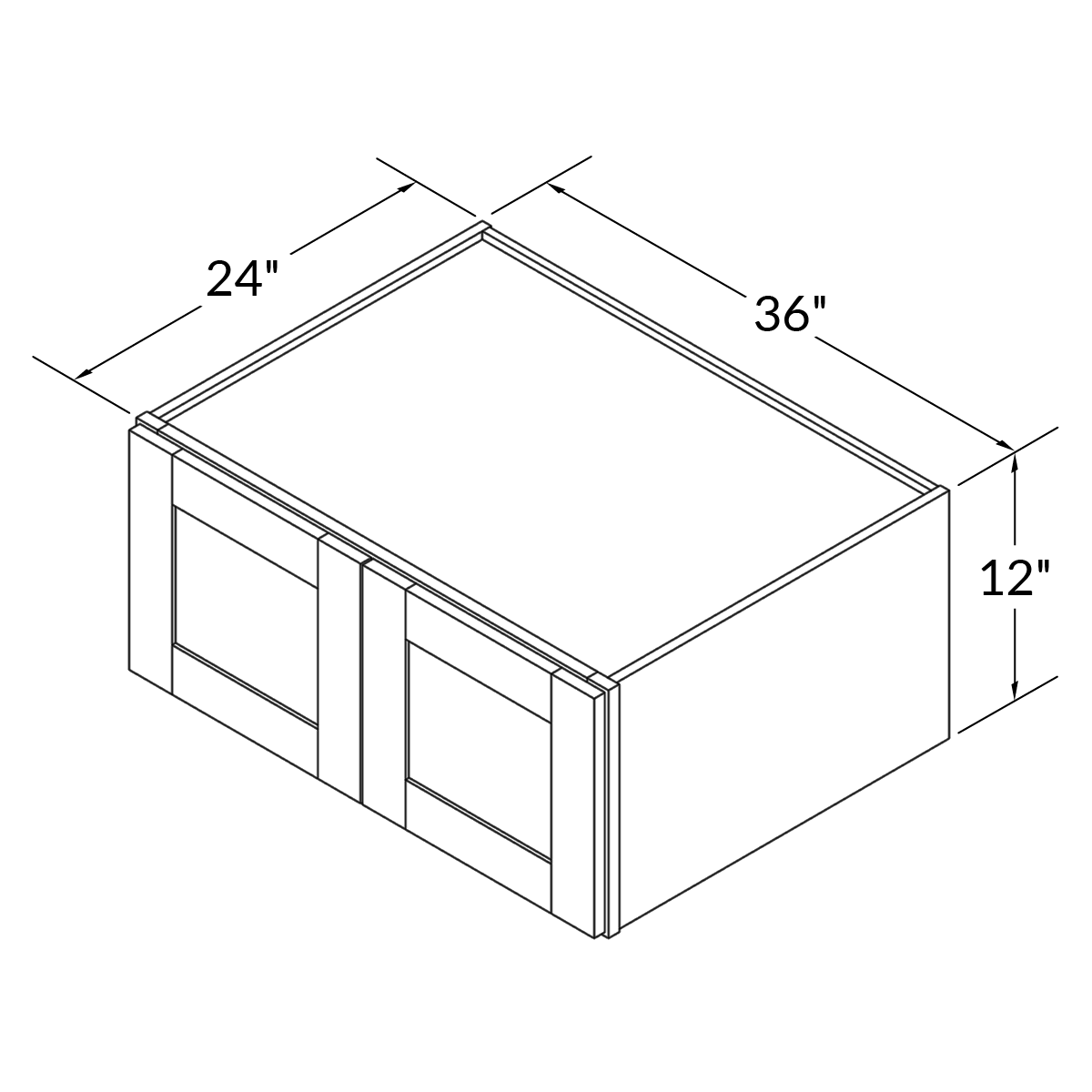 Double Door Wall 12 by 36 Wide and 24 Depth Milan Pearl Cabinet