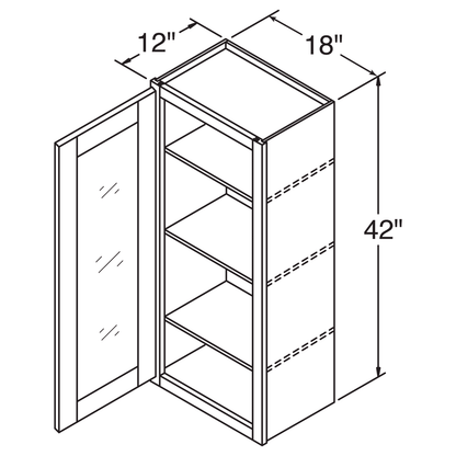 Mullion Door Wall Kitchen Cabinet WMD1842 Shaker Toffee 18 in. width 42 in. height 12 in. depth
