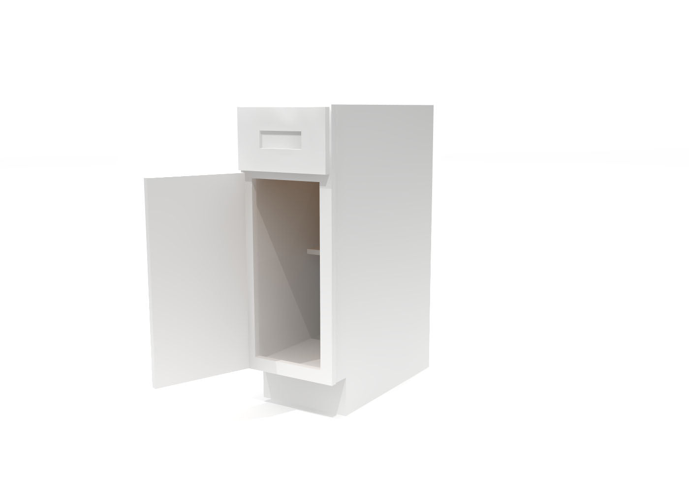 Base Single Door One Drawer 12" Wide White Shaker Cabinet