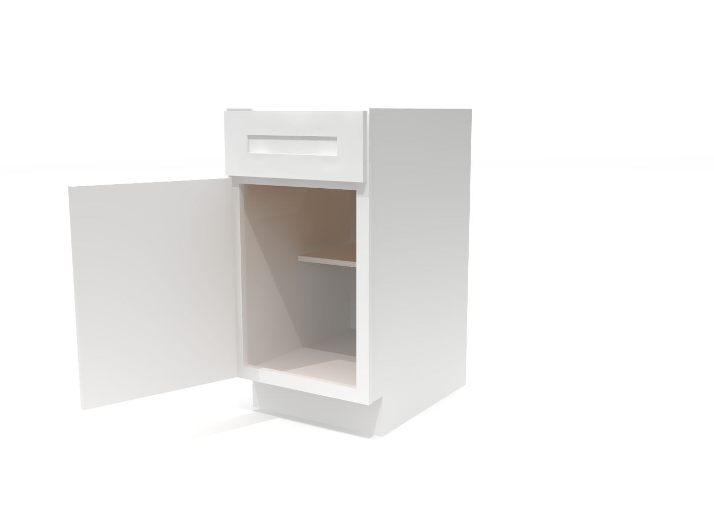 Base Single Door One Drawer 18" Wide White Shaker Cabinet