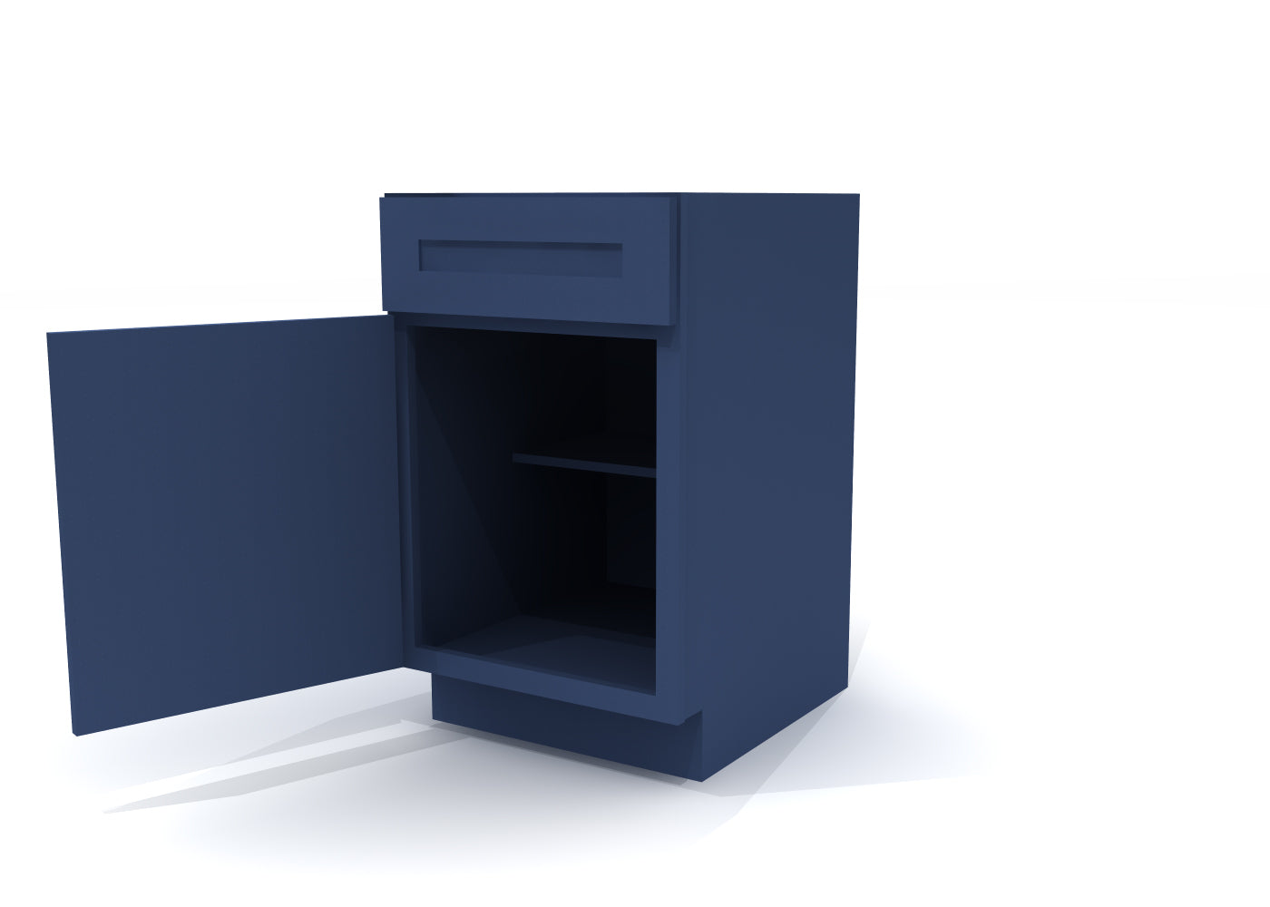Base Single Door One Drawer 21" Wide Blue Shaker Cabinet