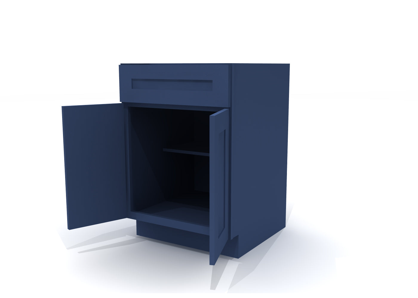 Base Double Door One Drawer 24" Wide Blue Shaker Cabinet