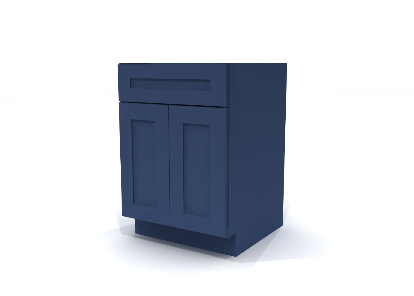 Base Double Door One Drawer 24" Wide Blue Shaker Cabinet