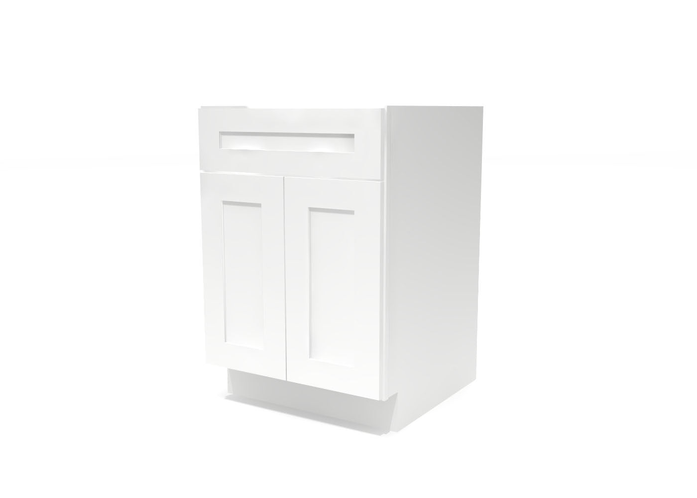 Base Double Door One Drawer 24" Wide White Shaker Cabinet