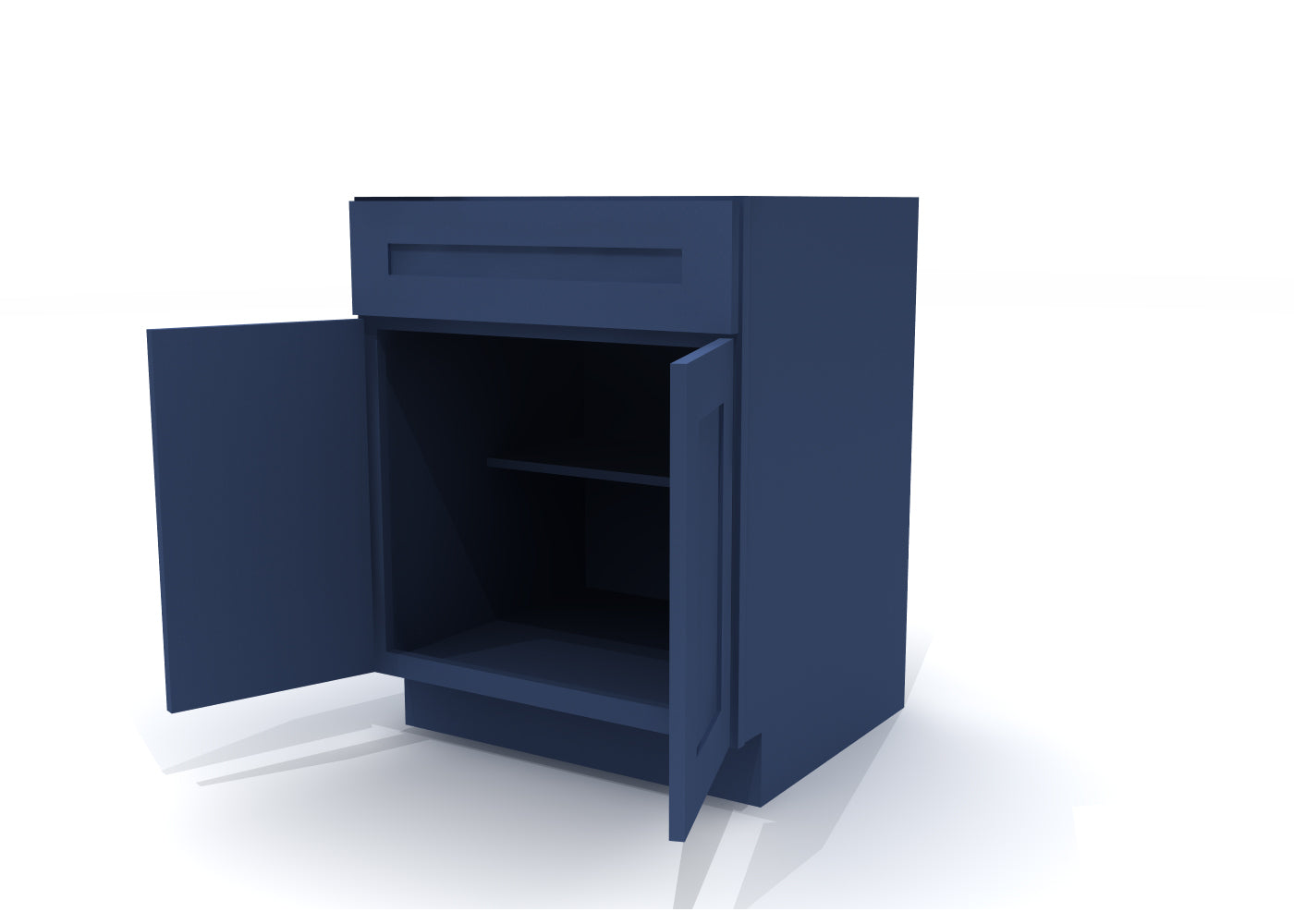 Base Double Door One Drawer 27" Wide Blue Shaker Cabinet