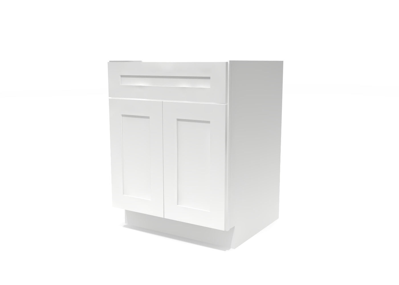 Base Double Door One Drawer 27" Wide White Shaker Cabinet